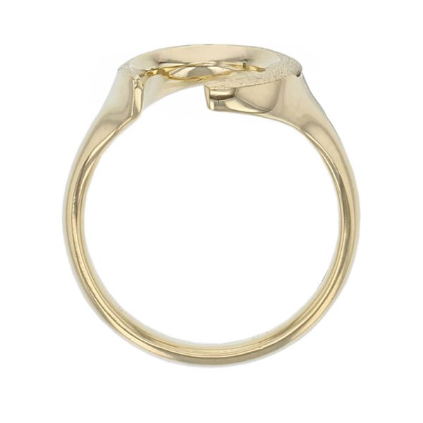 ladies 18ct yellow gold dress ring designed & hand crafted by Faller of Derry/ Londonderry, cresent moon, personalised engraving, precious jewellery, jewelry