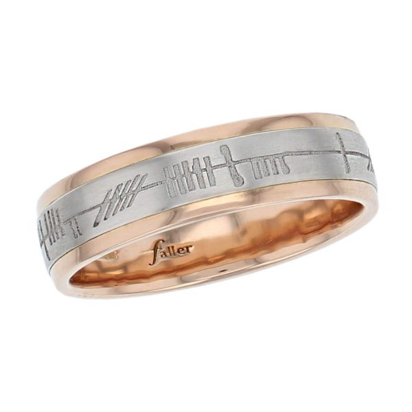 18ct rose gold & platinum dress ring, Irish, celtic, ogham inscription love, loyalty & friendship, mens wedding ring, woman's ring, men's jewellery, mens jewellery