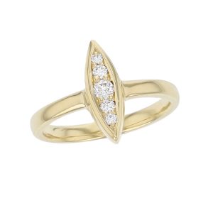 Faller round brilliant cut diamond marquise shape 18ct yellow gold ladies ring, 18kt, designer dress ring, handmade by Faller, Derry/ Londonderry, hand crafted, precious jewellery, jewelry, marquise. navette