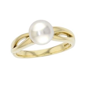 Akoya pearl 18ct yellow gold ladies dress ring. 18kt, designer, handmade by Faller, hand crafted, precious jewellery, jewelry, hand crafted