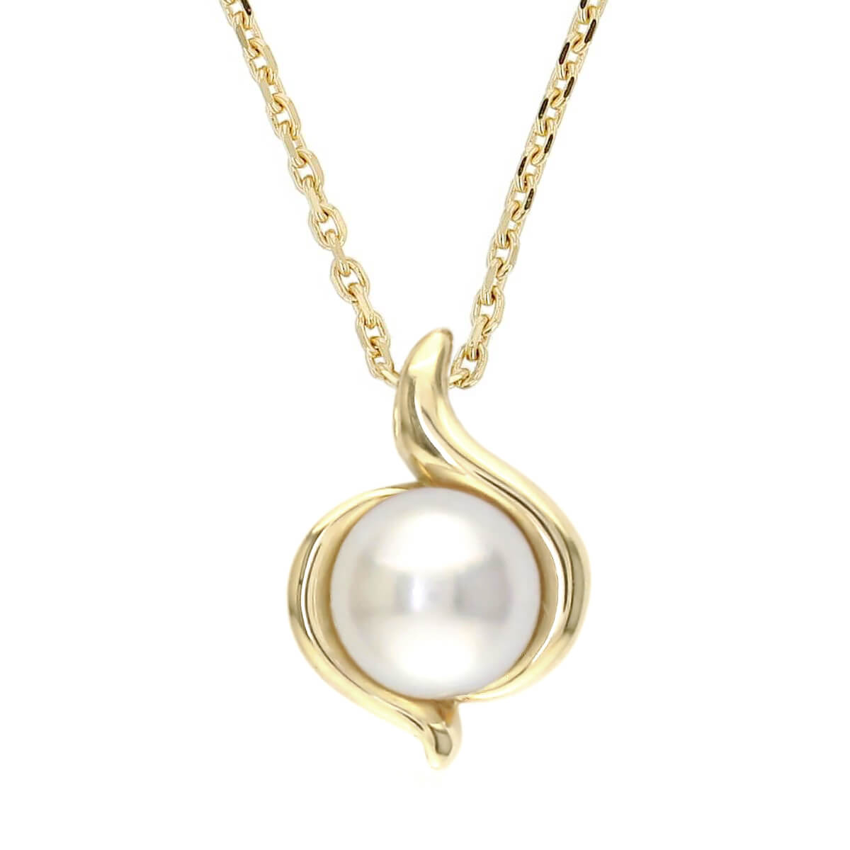 6.5mm Akoya cultured saltwater pearl 18ct yellow gold pendant with chain,18kt, designer, handmade by Faller, Derry/ Londonderry, hand crafted, precious jewellery, jewelry