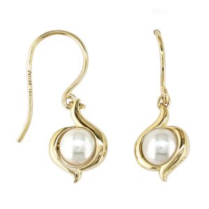 6- 6.5mm white saltwater Acoya pearls 18ct white gold ladies drop earrings. 18kt, designer, handmade by Faller, hand crafted, precious pearl jewellery, jewelry, hand crafted, shepherd hook earrings