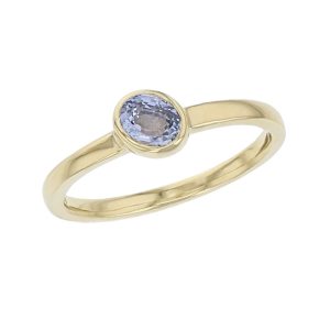 Kandy 18ct yellow gold blue oval cut sapphire gemstone ladies dress ring, designer jewellery, gem, jewelry, handmade by Faller, Londonderry, Northern Ireland, Irish hand crafted, stackable ring