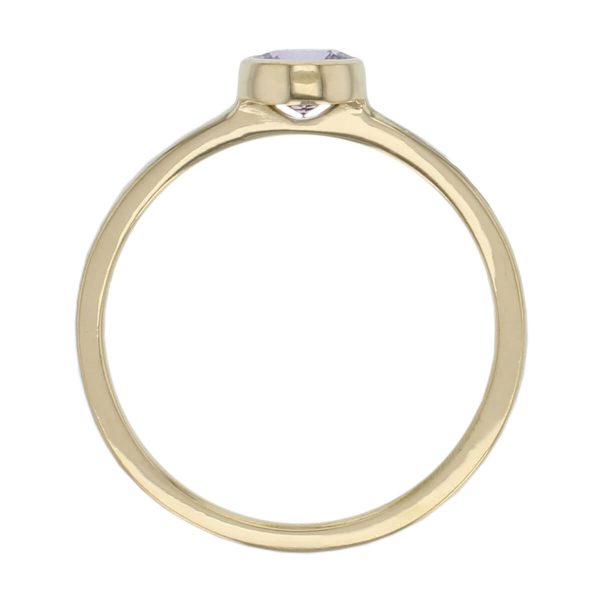 Kandy 18ct yellow gold pink round cut sapphire gemstone ladies dress ring, designer jewellery, gem, jewelry, handmade by Faller, Londonderry, Northern Ireland, Irish hand crafted, stackable ring