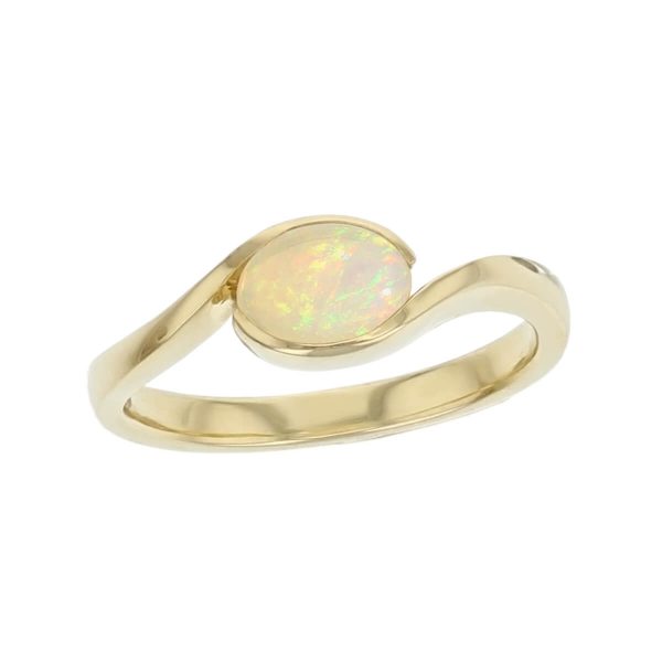 opal 18ct yellow gold ladies dress ring. 18kt, designer, handmade by Faller, hand crafted, precious jewellery, jewelry, hand crafted