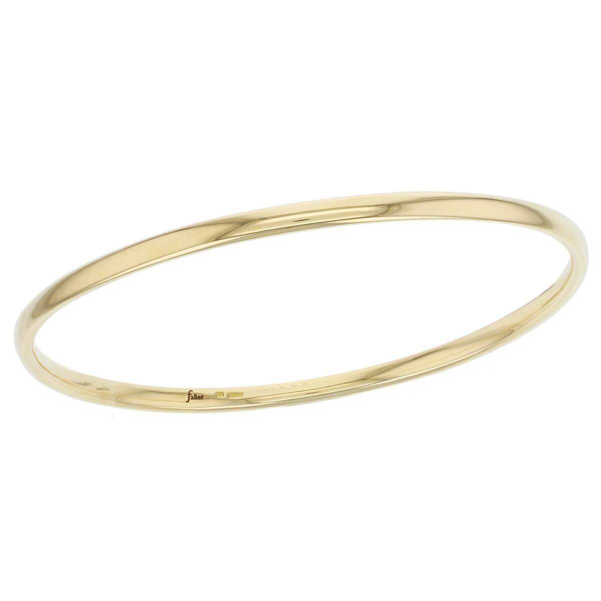 Solid 18ct Yellow Gold Round Bangle - Faller