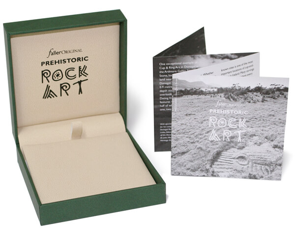 ardmore gallan stone jewellery collection, prehistoric rock art jewellery box. pendant packaging, Isle of Doagh, Inishowen, Irish jewellery