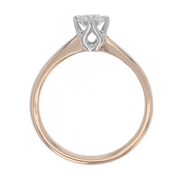 round brilliant cut diamond solitaire engagement ring, platinum & 18ct rose gold, 18kt, designer, handmade by Faller, hand crafted, betrothal, promise, precious jewellery, jewelry, hand crafted, GIA certified, , G.I.A. GIA, 4 claw setting