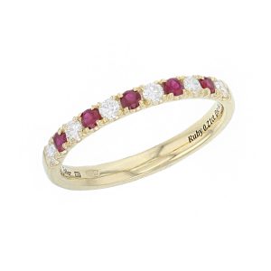 Claw Set Ruby & Diamond Ring (2.5mm Wide)