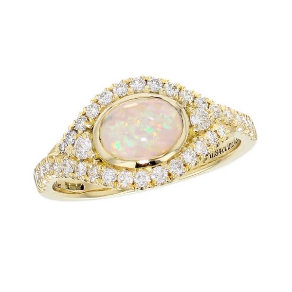 Opal & Diamond Cluster 18ct Yellow Gold Ring