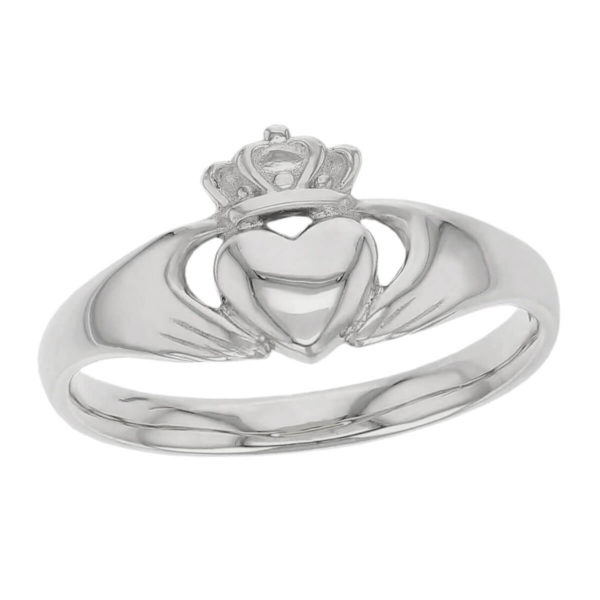 Faller Claddagh, platinum, Irish, love, loyalty & friendship, hands, heart & crown, dress ring, gents