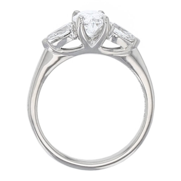 Diamond Platinum Trilogy Ring, oval diamond, three stone