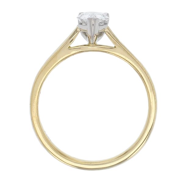G.I.A. GIA pear diamond solitaire engagement ring, platinum, designer, handmade by Faller, betrothal, promise, jewellery, jewelry, 18ct yellow gold, claw set