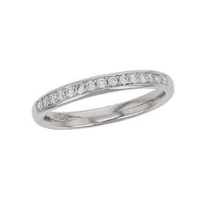 3.0mm wide platinum ladies round brilliant cut diamond eternity ring, personalised engraving, court profile, comfort fit, precious jewellery by Faller of Derry/ Londonderry, jewelry, grain set