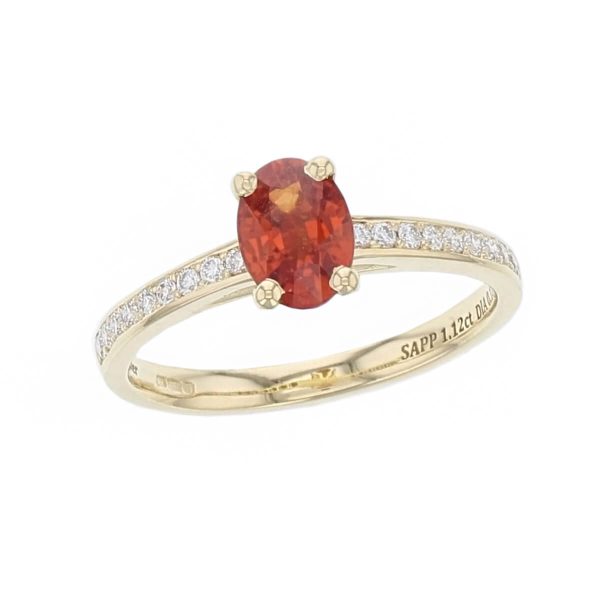 Orange Sapphire & Diamond 18ct Yellow Gold Ring