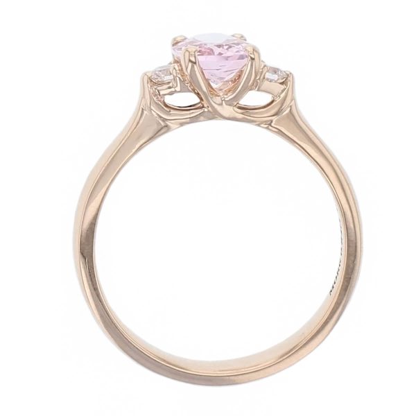 morganite, diamond 18ct rose gold trilogy ring