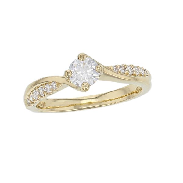 round cut diamond multi-stone shoulder set engagement ring, 18ct yellow gold, designer, handmade by Faller, hand crafted, betrothal, promise, precious jewellery, jewelry, GIA certified, bridal set, hand crafted, G.I.A. GIA, multistone