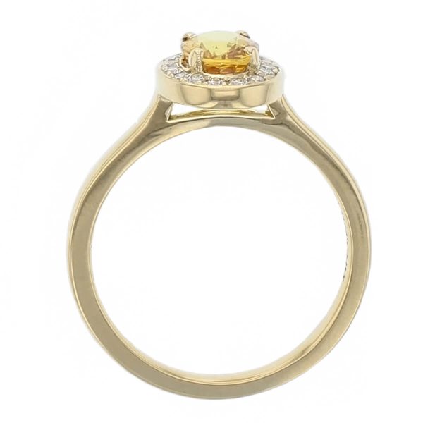 alternative engagement ring, 18ct yellow gold & platinum ladies oval cut yellow sapphire & diamond designer cluster engagement ring designed & hand crafted by Faller of Derry/ Londonderry, halo dress ring, precious gem jewellery, jewelry