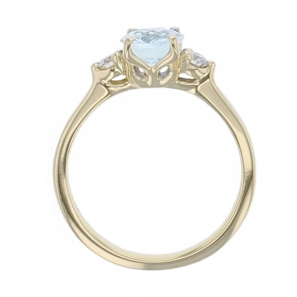 Aquamarine & Diamond 18ct Yellow Gold Trilogy Ring