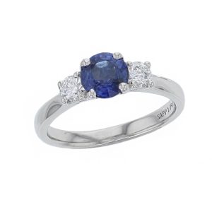 Blue Sapphire & Diamond Trilogy Ring