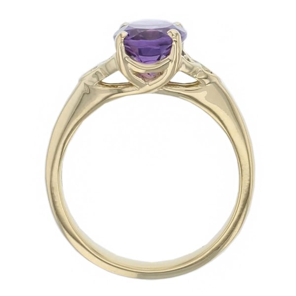 18ct yellow gold purple oval cut amethyst gemstone dress ring, designer jewellery, quartz gem, jewelry, handmade by Faller, Londonderry, Northern Ireland, Irish hand crafted