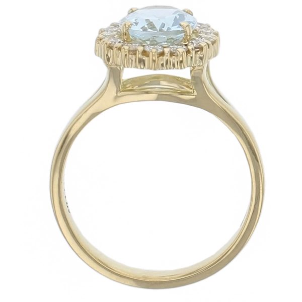 Aquamarine & Diamond 18ct Yellow Gold Cluster Ring
