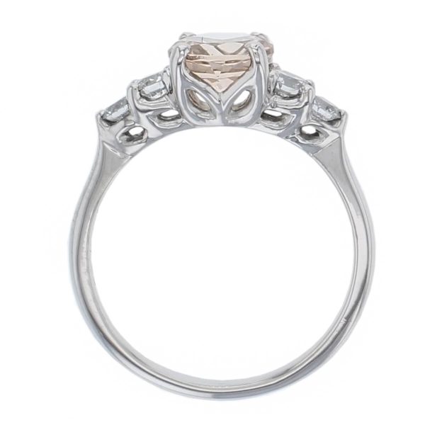 morganite, diamond platinum multistone ring