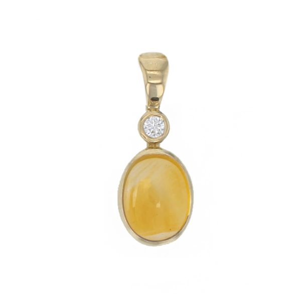Citrine & diamond 18ct yellow gold pendant