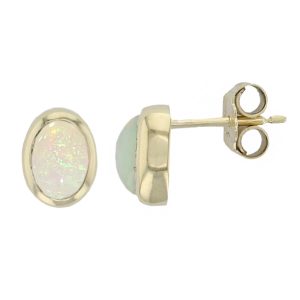 Opal 18ct yellow gold stud earrings