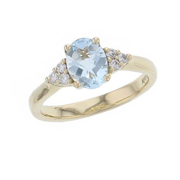 Aquamarine & Diamond 18ct Yellow Gold Ring