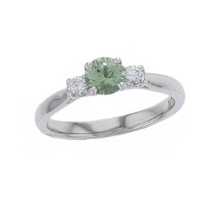 Green Sapphire & Diamond Trilogy Ring