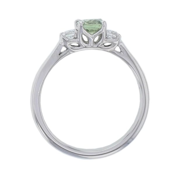 Green Sapphire & Diamond Trilogy Ring