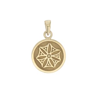 Faller Marigold Floral , pillar stone, Carndonagh, Inishowen, Co. Donegal, celtic, ancient, monastery, St, Patrick, ladies, heritage, historical, intricate carving, Christian pilgrimage, medieval, St. Columba, pendant, 18ct yellow gold