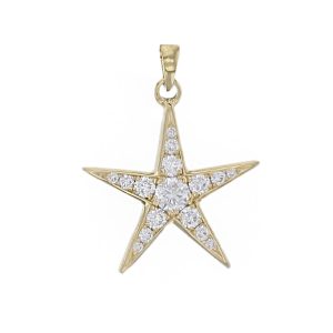 star oendant, star necklace, Faller round brilliant cut diamond 18ct yellow gold ladies pendant with chain, 18kt, designer, handmade by Faller, Derry/ Londonderry, hand crafted, precious jewellery, jewelry