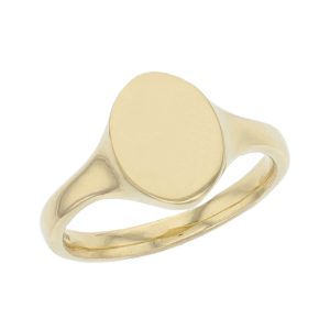 Oval solid 18ct yellow gold signet dress ring designed & hand crafted by Faller of Derry/ Londonderry, personalised engraving, precious jewellery, jewelry
