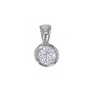 Faller round brilliant cut part rim set diamond 18ct white gold ladies solitaire pendant with chain, 18kt, designer, handmade by Faller, Derry/ Londonderry, hand crafted, precious jewellery, jewelry