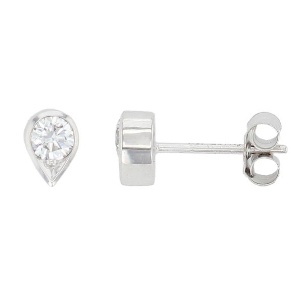 Faller round brilliant cut rim set diamond 18ct white gold ladies solitaire earrings, 18kt, designer, handmade by Faller, Derry/ Londonderry, hand crafted, precious jewellery, jewelry