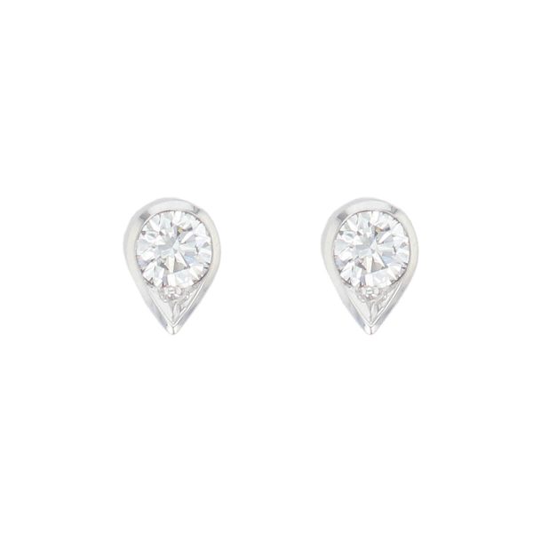 Faller round brilliant cut rim set diamond 18ct white gold ladies solitaire earrings, 18kt, designer, handmade by Faller, Derry/ Londonderry, hand crafted, precious jewellery, jewelry