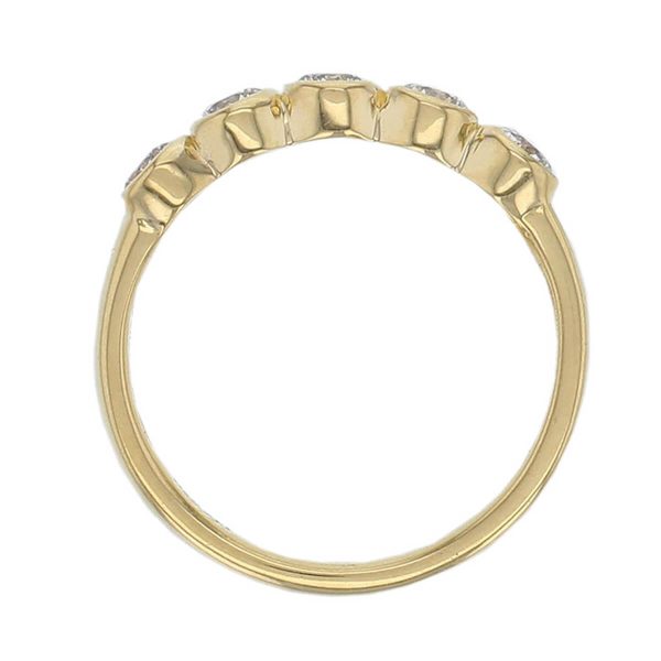 18ct yellow gold ladies 5 round brilliant cut rim set diamond eternity ring, woman’s bridal, personalised engraving, court profile, comfort fit, precious jewellery by Faller of Derry/ Londonderry, jewelry