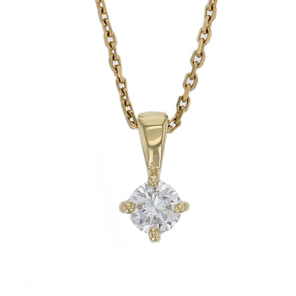 Faller round brilliant cut 4 claw set diamond 18ct yellow gold ladies solitaire pendant with chain, 18kt, designer, handmade by Faller, Derry/ Londonderry, hand crafted, precious jewellery, jewelry