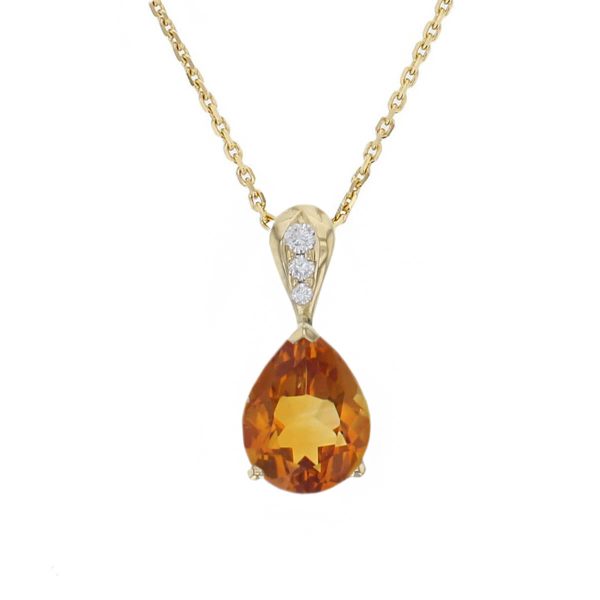 pear gemstone pendant, citrine & diamond 18ct Yellow Gold Pendant