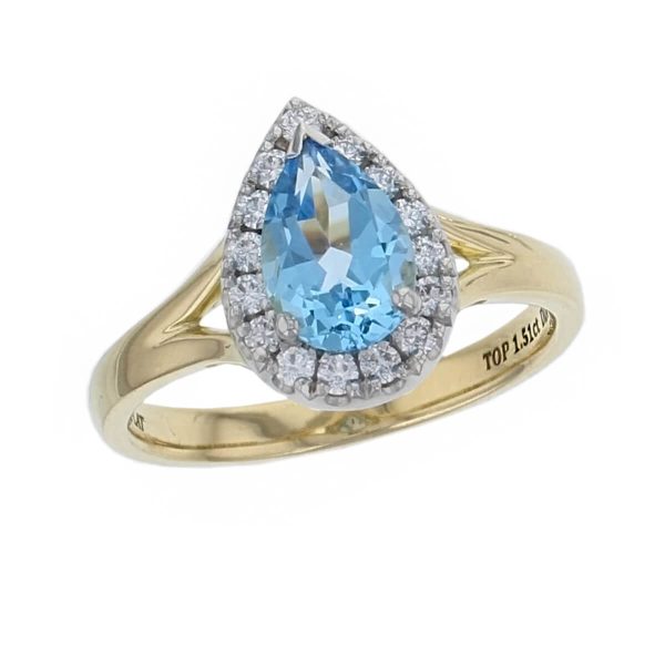 Blue Topaz & Diamond 18ct Yellow Gold Cluster/Halo Ring