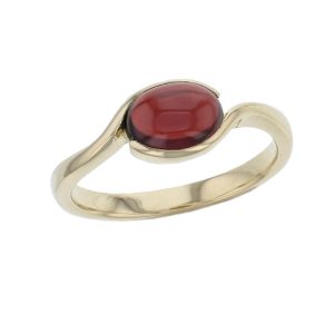 18ct yellow gold red oval cut cabochon garnet gemstone dress ring, designer jewellery, gem, jewelry, handmade by Faller, Londonderry, Northern Ireland, Irish hand crafted