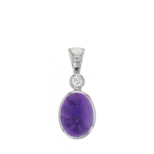 amethyst, diamond, 18ct white gold, pendant