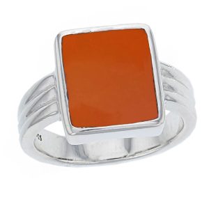 18ct yellow gold carnelian signet ribbed ring