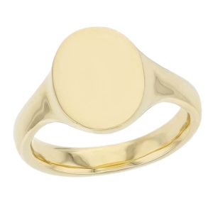 Oval solid 18ct yellow gold signet dress ring