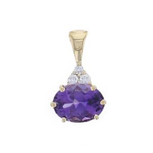 amethyst & diamond 18ct gold ladies pendant