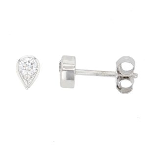18ct white gold part rim part claw set diamond stud earrings