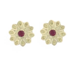 echinacea earrings, flower ruby earrings, echinacea flower stud earrings ekaneesha, enchina, purple cone flower