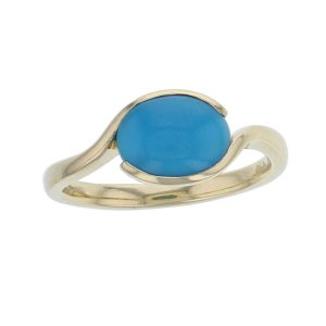 18ct yellow gold oval cabochon cut turquoise gemstone ladies dress ring, designer jewellery, gem, jewelry, handmade by Faller, Londonderry, Northern Ireland, Irish hand crafted